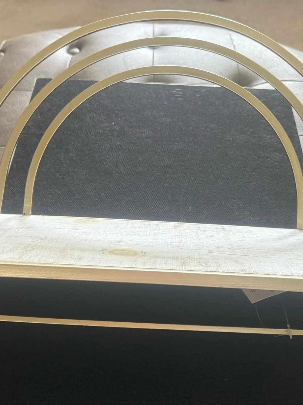 Gold Arch Tiered Tray with White Wood Shelf